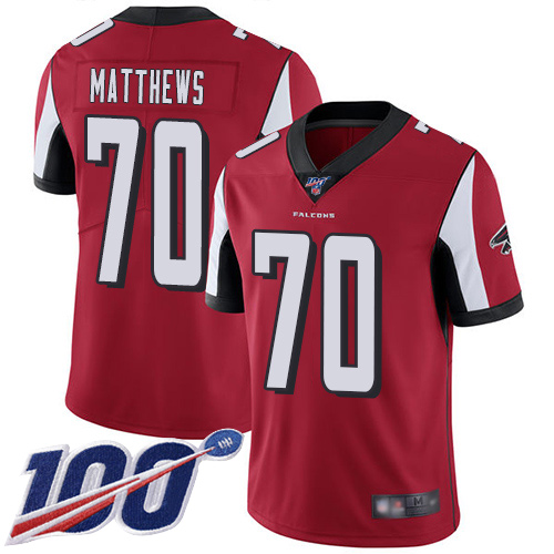 Atlanta Falcons Limited Red Men Jake Matthews Home Jersey NFL Football 70 100th Season Vapor Untouchable